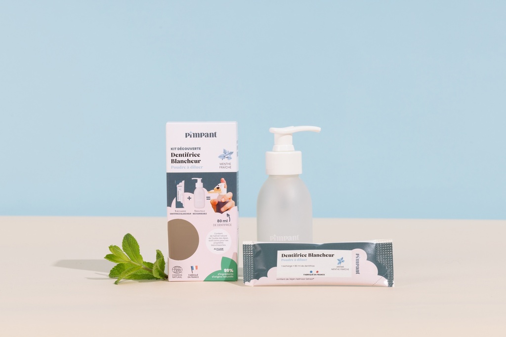 PIMPANT - Kit découverte dentifrice blancheur (1 bouteille+1 recharge) 