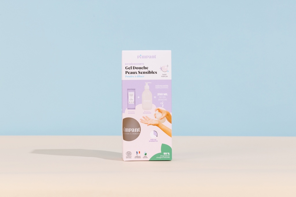 PIMPANT - Kit découverte gel douche peaux sensibles (1 bouteille + 1 stick) 