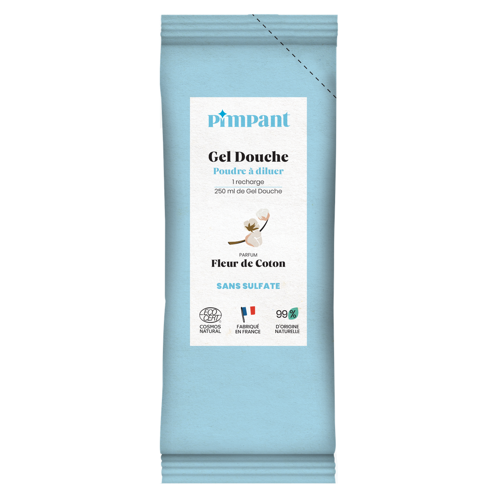 PIMPANT - Kit découverte gel douche fleur de coton (1 bouteille + 1 stick)  