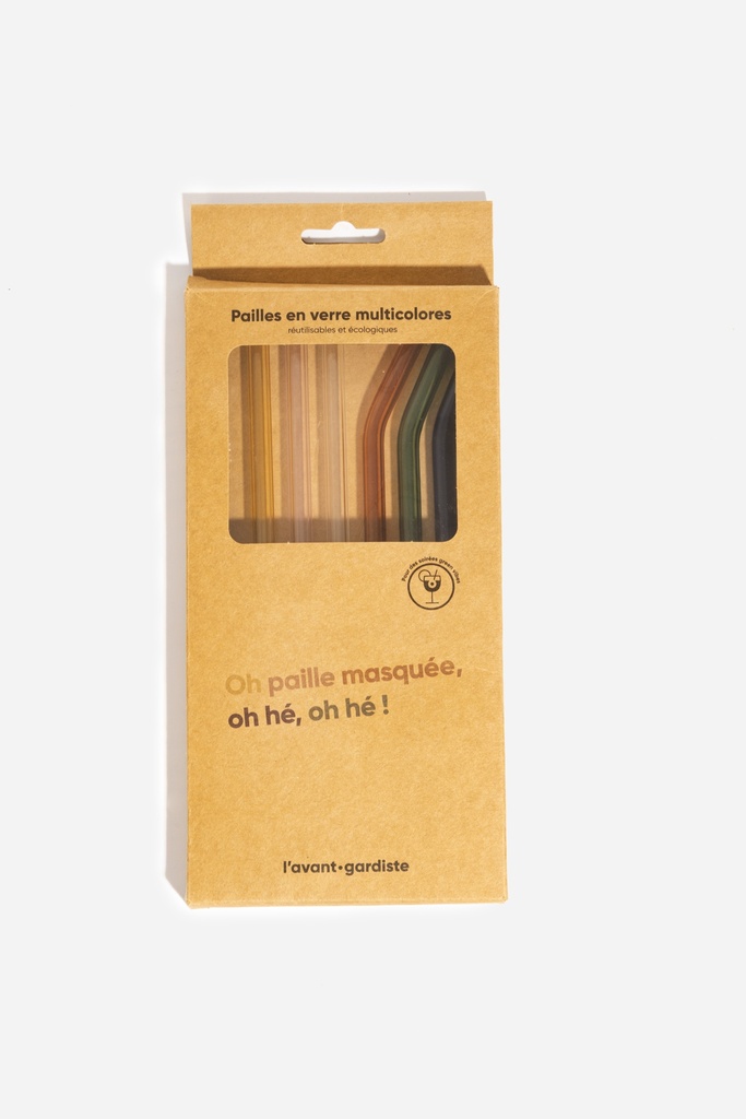 Pailles multicolores réutilisables en verre