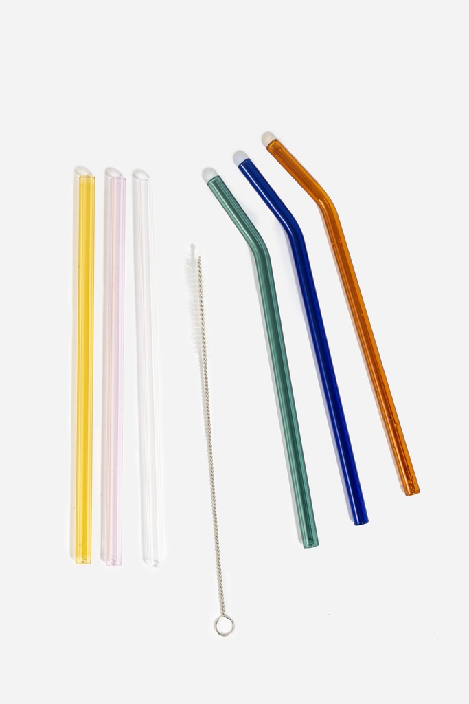 Pailles multicolores réutilisables en verre