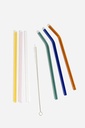 Pailles multicolores réutilisables en verre