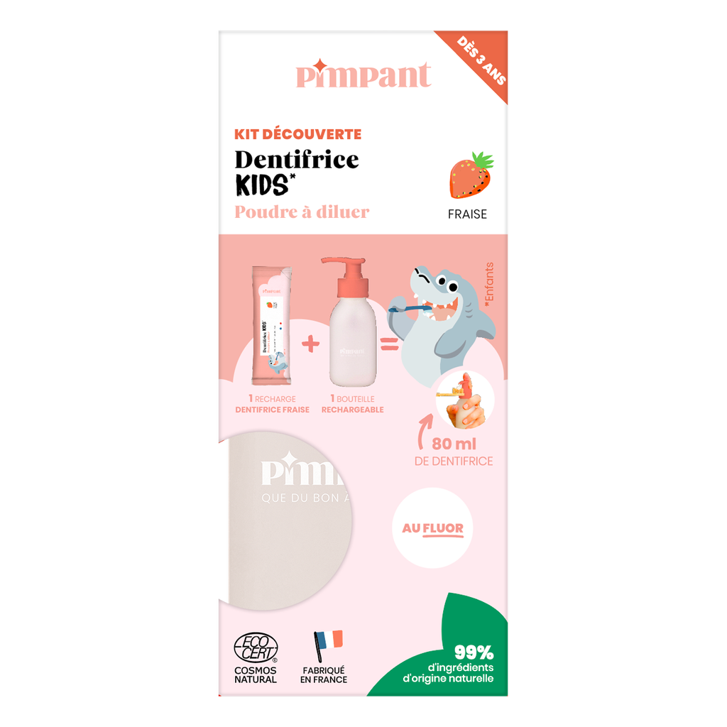 PIMPANT - Kit découverte dentifrice Kids fraise (1 bouteille+1 recharge) 