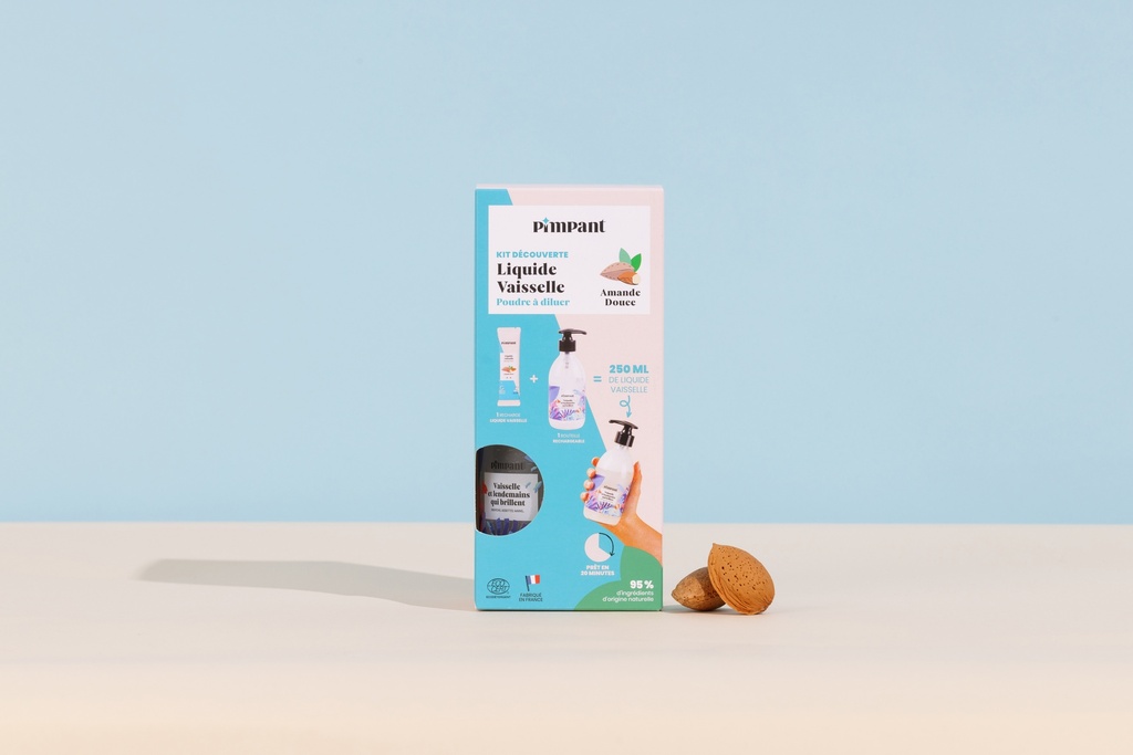 PIMPANT - Kit découverte liquide vaisselle amande (1 bouteille + 1 stick)